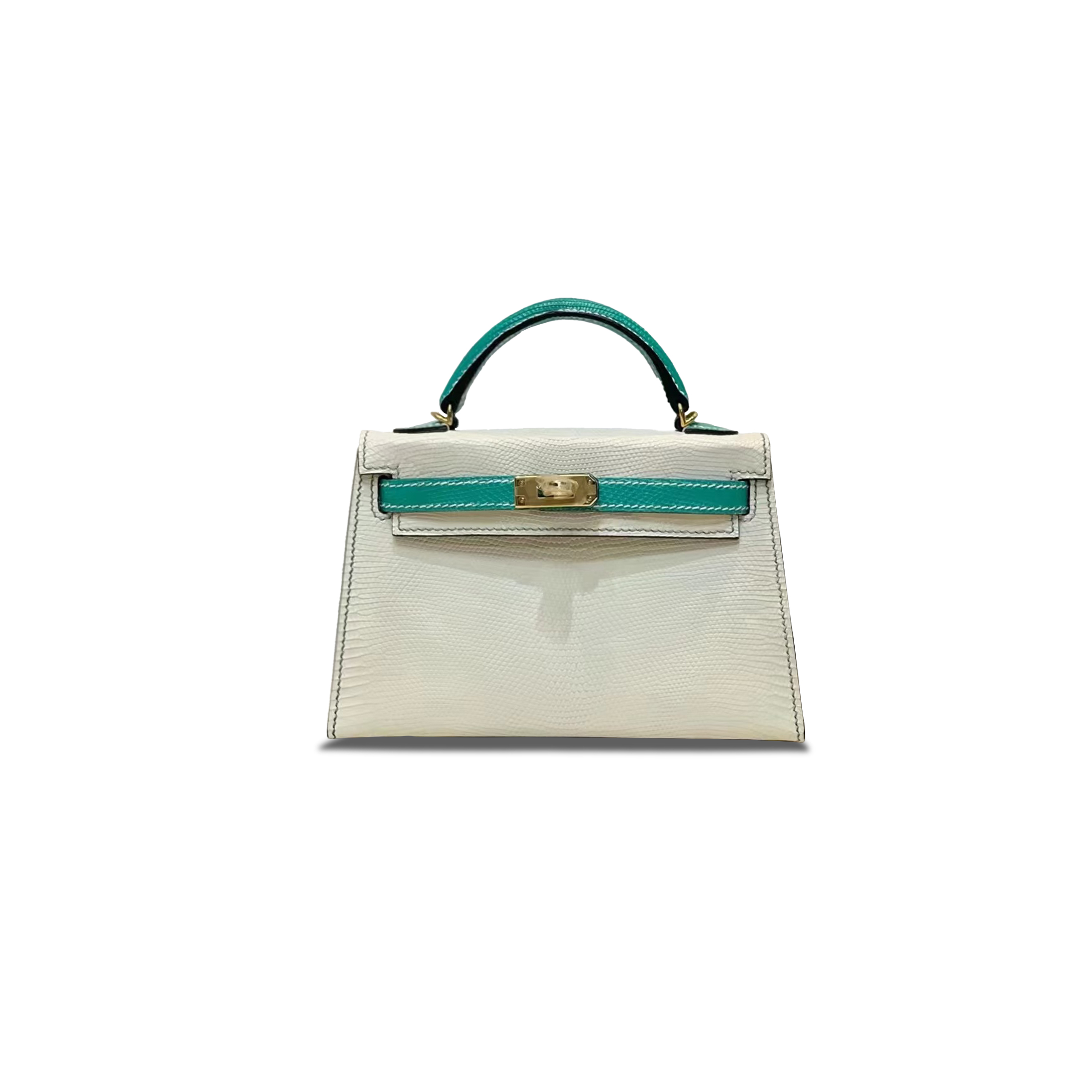 H**mes master mini kelly ii gris perle shiny nilo crocodile vert fonce 21746 (19*12*5.5cm)